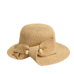 Custom High Quality Fashion Ladies Foldable Bucket Natural Straw beach sun hats